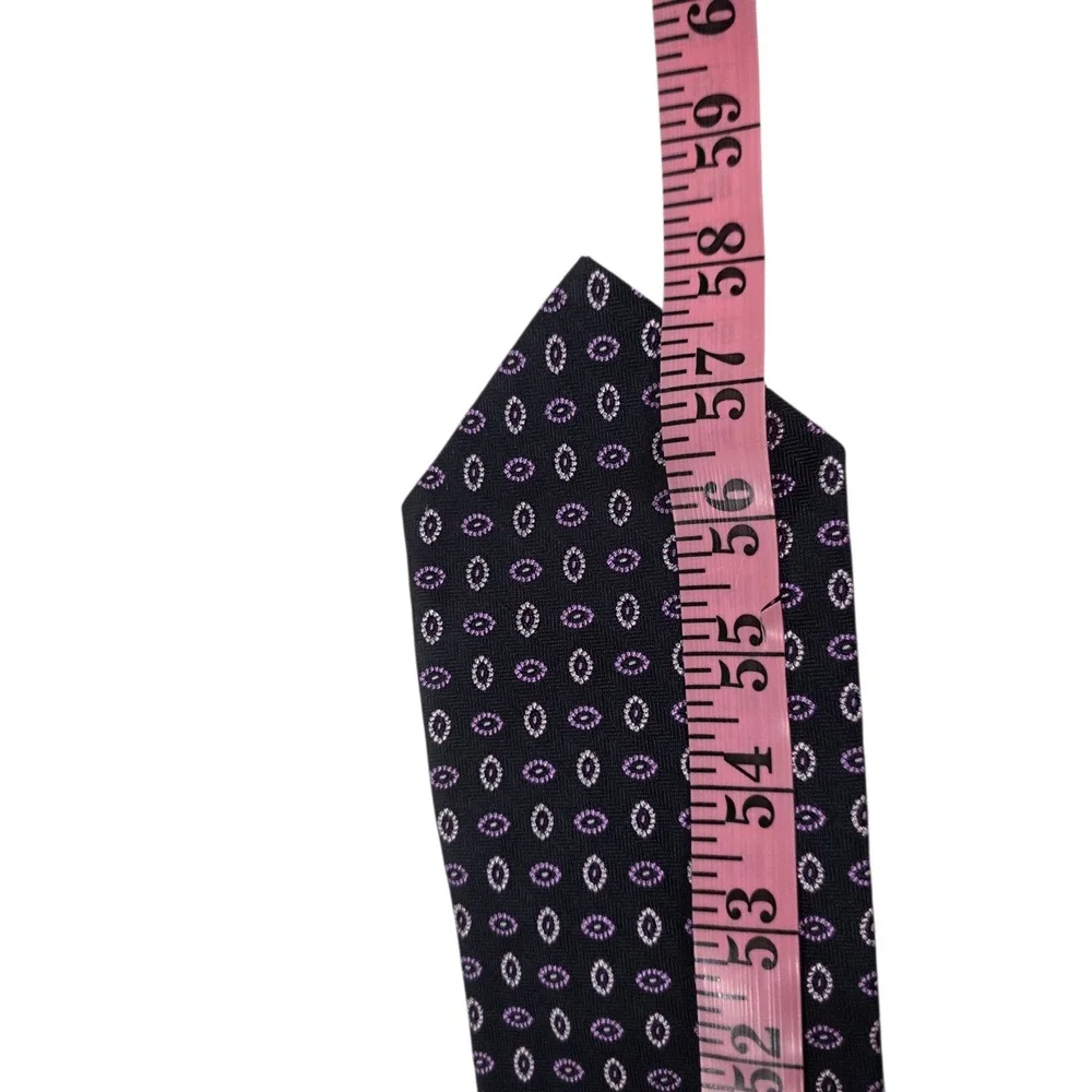 Brooks Brothers Mens Necktie Navy Purple Floral Silk Embroidered Luxury Designer